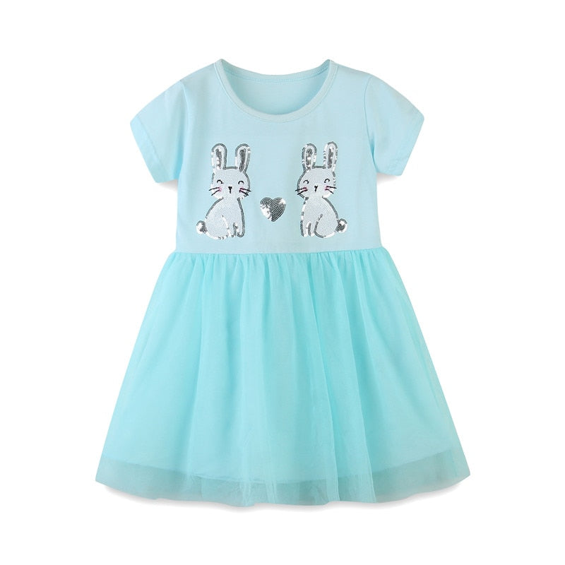Animals Beading Dresses Tutu Mesh Princess Kids Dresses