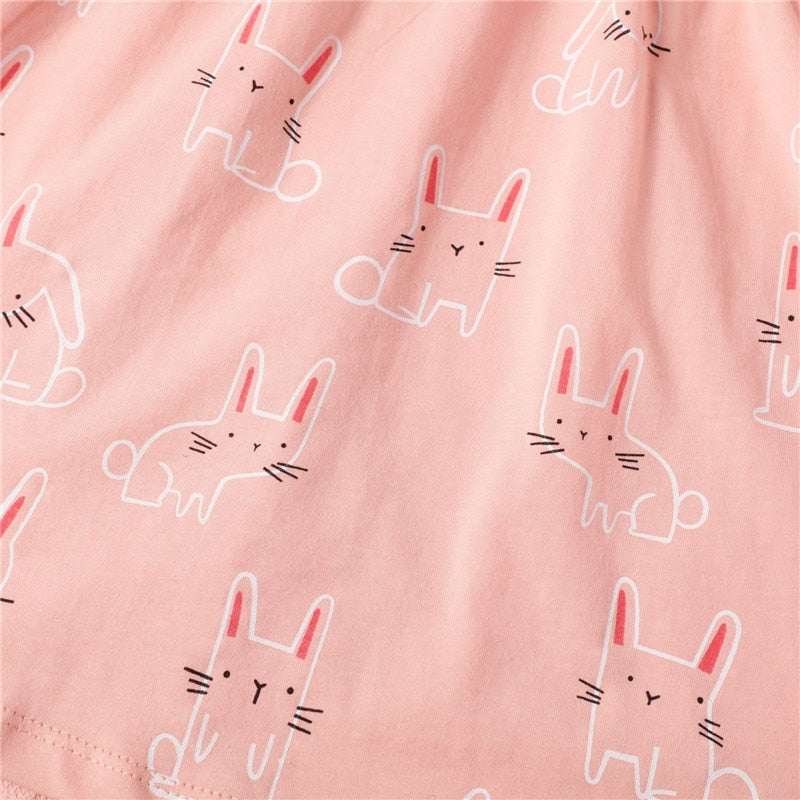 Flower Clouds Dress 2-7 Years Cartoon Rabbit Birds Print Princess Dress