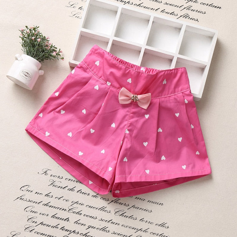 Girls Toddler Candy Color Heart Print Shorts Pants