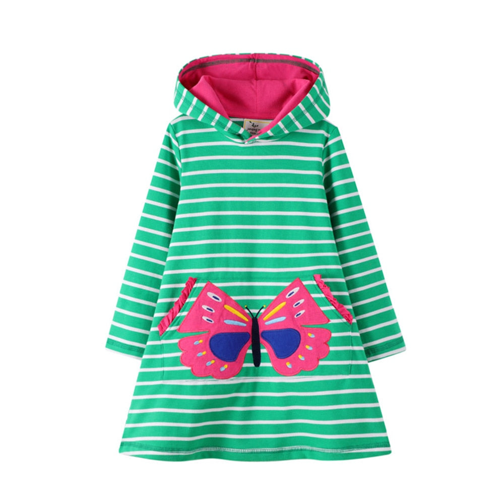 Hoodies Flamingo Long Sleeve  Cotton Princess Hoody Dresses