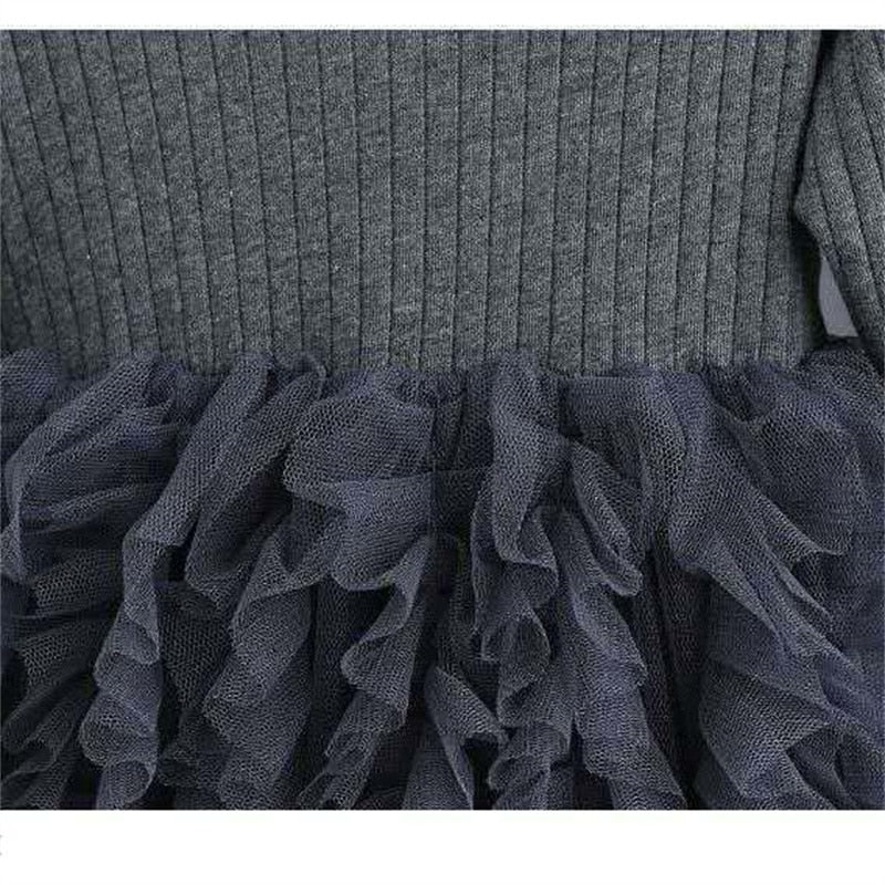Fluffy Skirt Girls Long-Sleeved Pure Dress Spring Autumn Baby Suits Pure Color Mesh Skirt