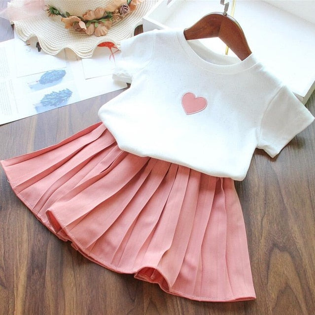 Flower Print Set Top+Denim Skirt 2Pcs baby girl