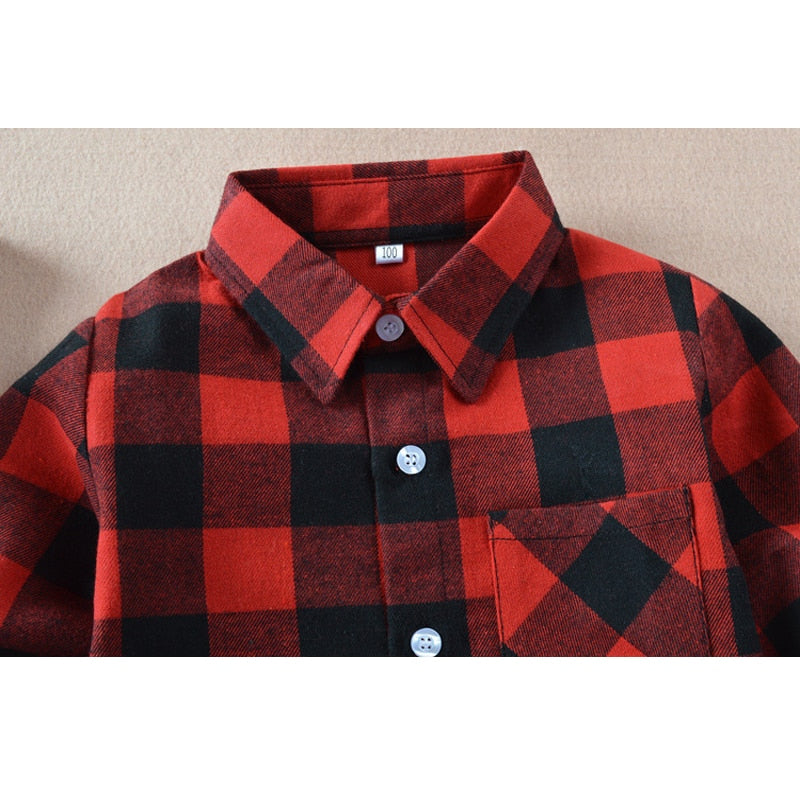 Boy Plaid school Blouse tops