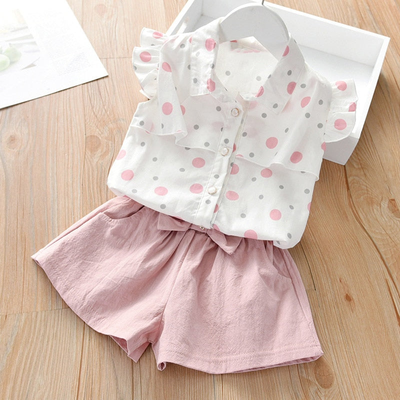 Flower Print Set Top+Denim Skirt 2Pcs baby girl