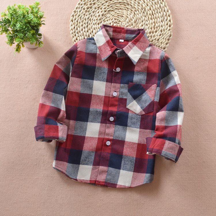 Boy Plaid school Blouse tops