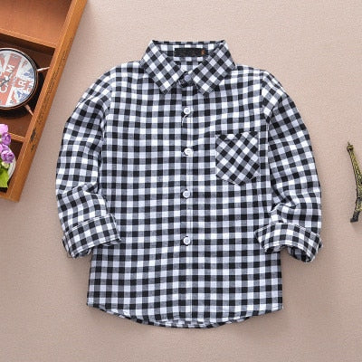 Boy Plaid school Blouse tops