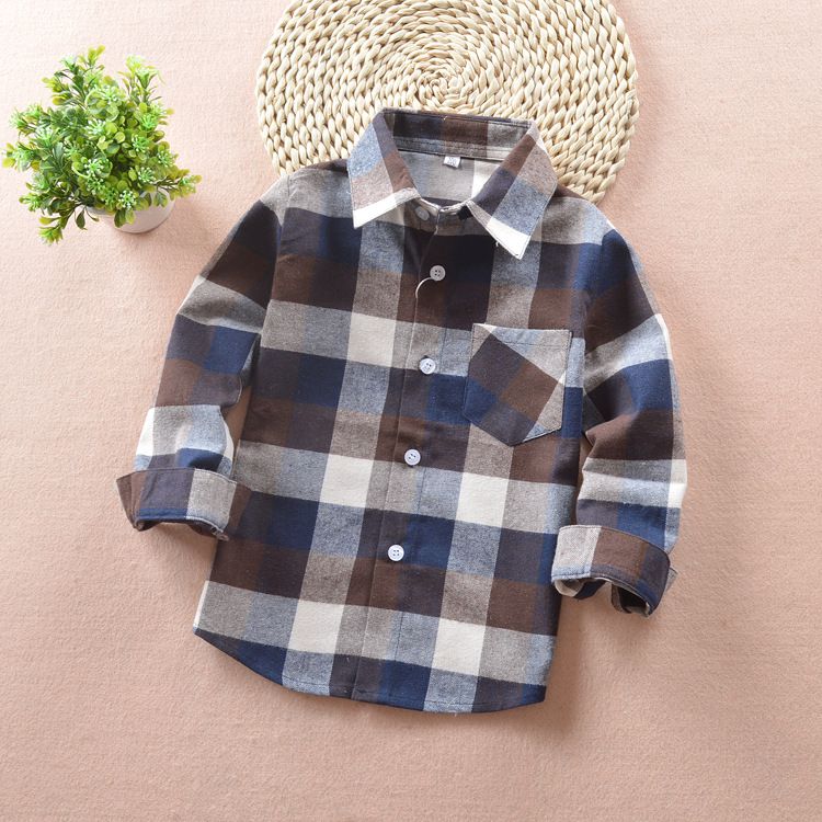 Boy Plaid school Blouse tops