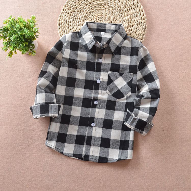 Boy Plaid school Blouse tops