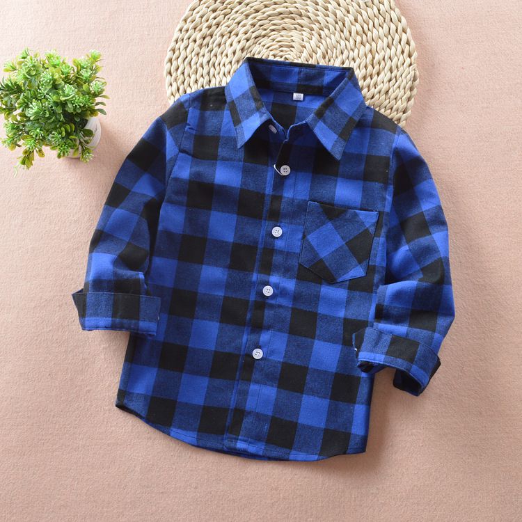 Boy Plaid school Blouse tops