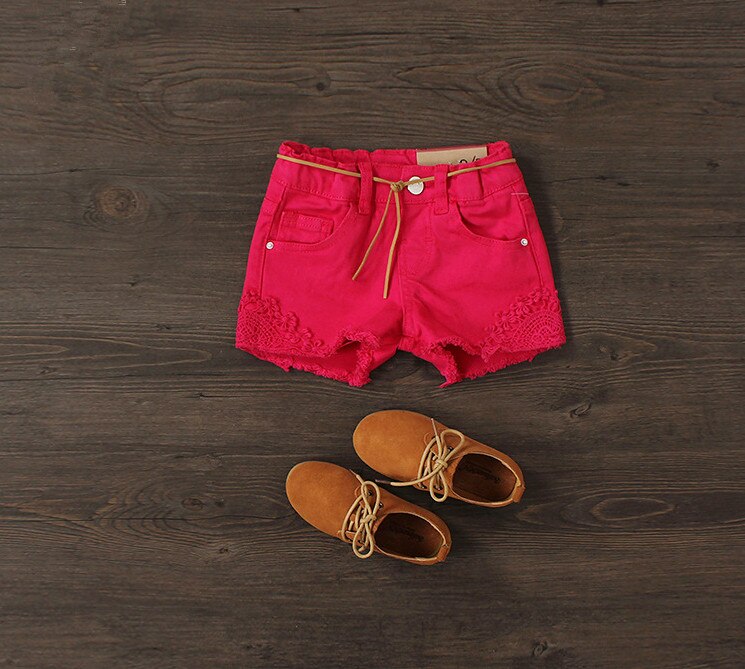 Embroidery Shorts  Pants With Belt