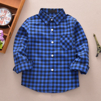 Boy Plaid school Blouse tops