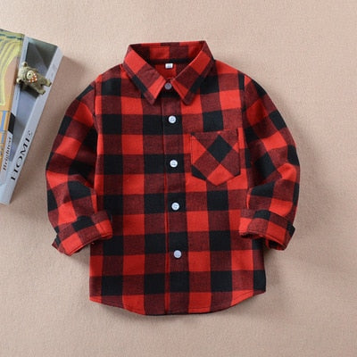 Boy Plaid school Blouse tops