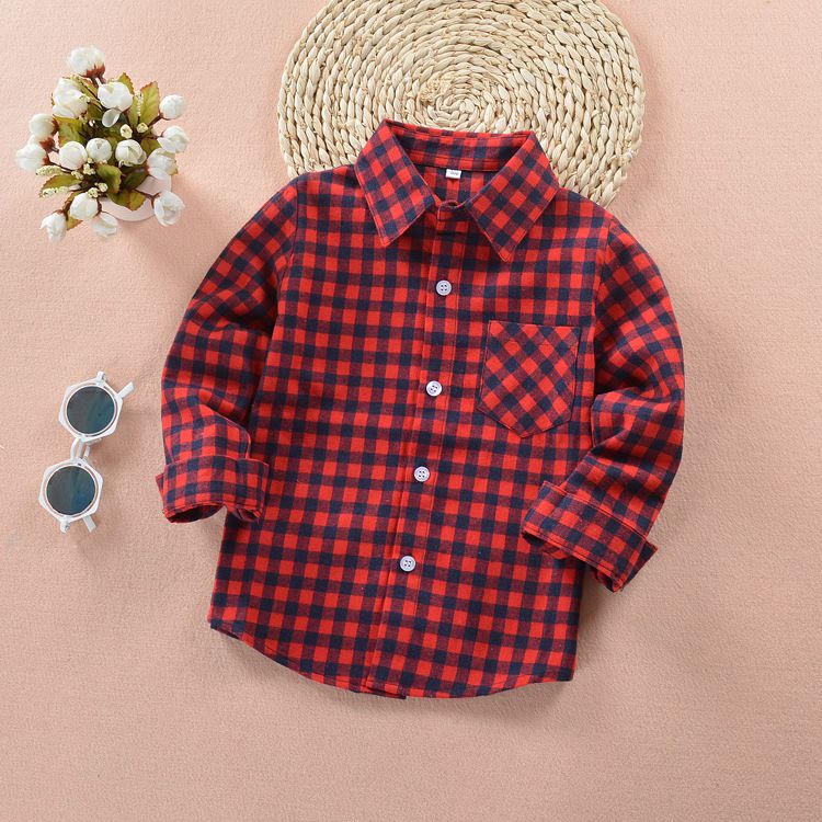 Boy Plaid school Blouse tops