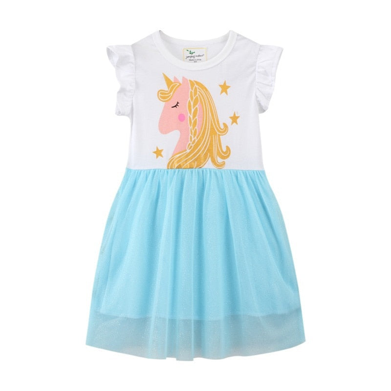 Unicorn  Embroidery Vestidos Kids Tutu Dresses