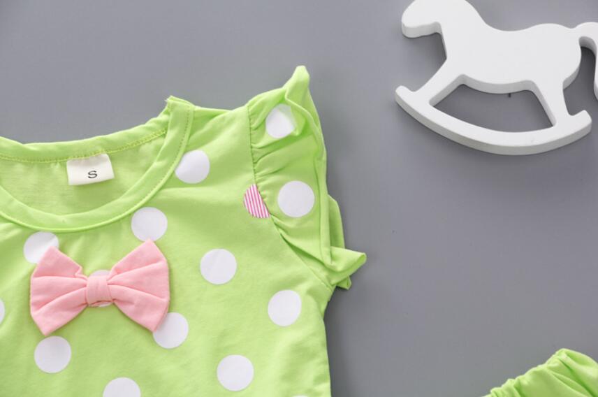 2PCS cotton Tee+Shorts Pants Set polka dot