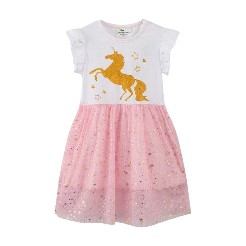 Unicorn  Embroidery Vestidos Kids Tutu Dresses