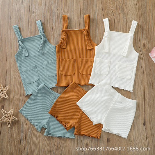 Baby girl suit baby girl summer dress suspender top shorts two-piece set