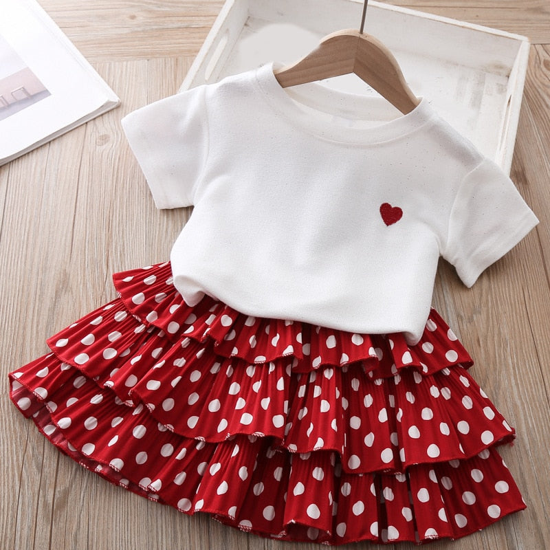 Flower Print Set Top+Denim Skirt 2Pcs baby girl