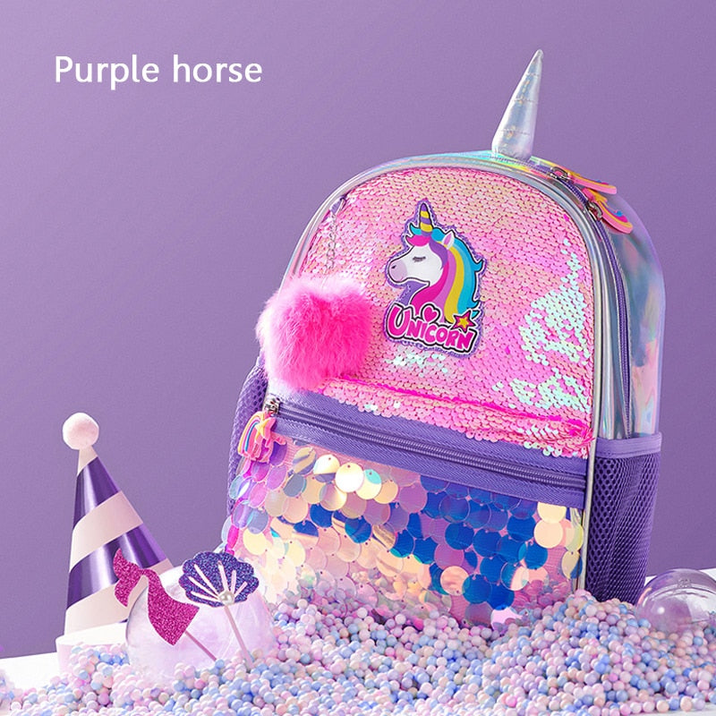 Backpack for Girls Pre-School Bag for Kindergarten Elementary - Reversible Sequin