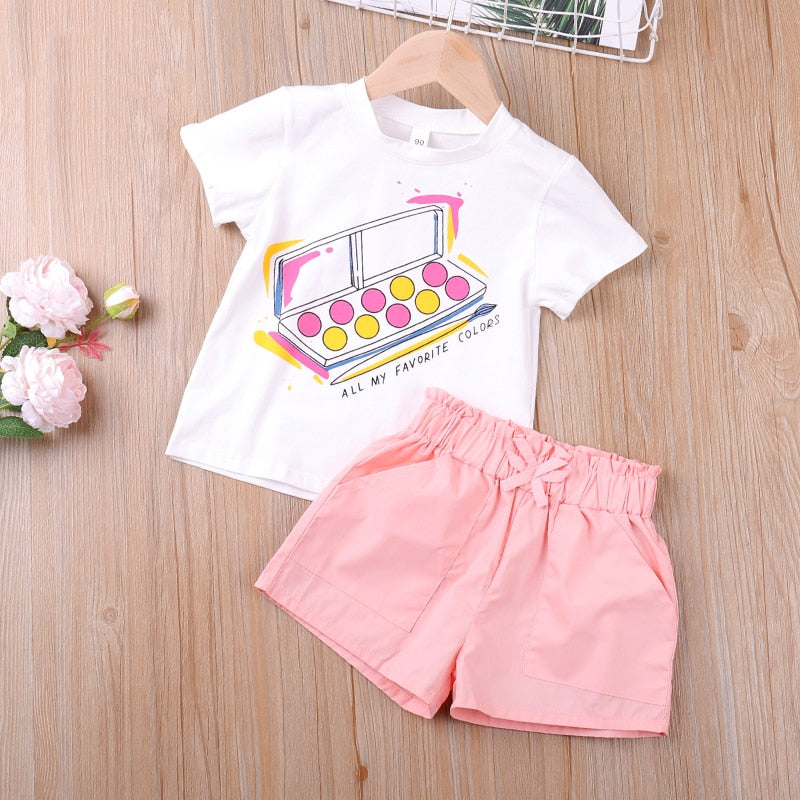 Flower Print Set Top+Denim Skirt 2Pcs baby girl