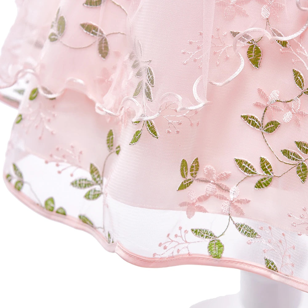 Flower Embroidery Bridesmaid Dress For Girls